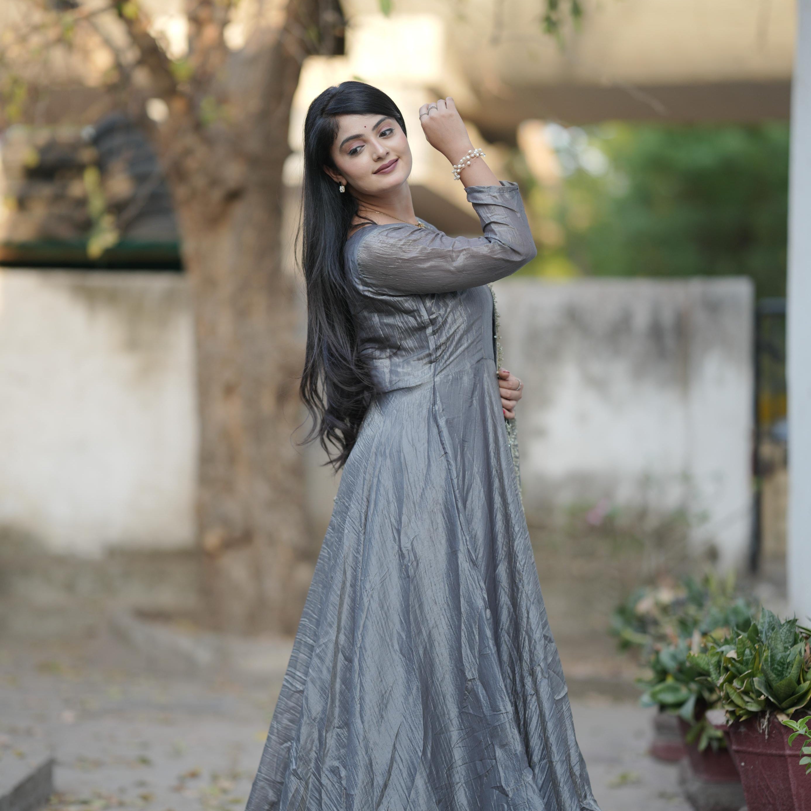 Silver Crush Anarkali Gown