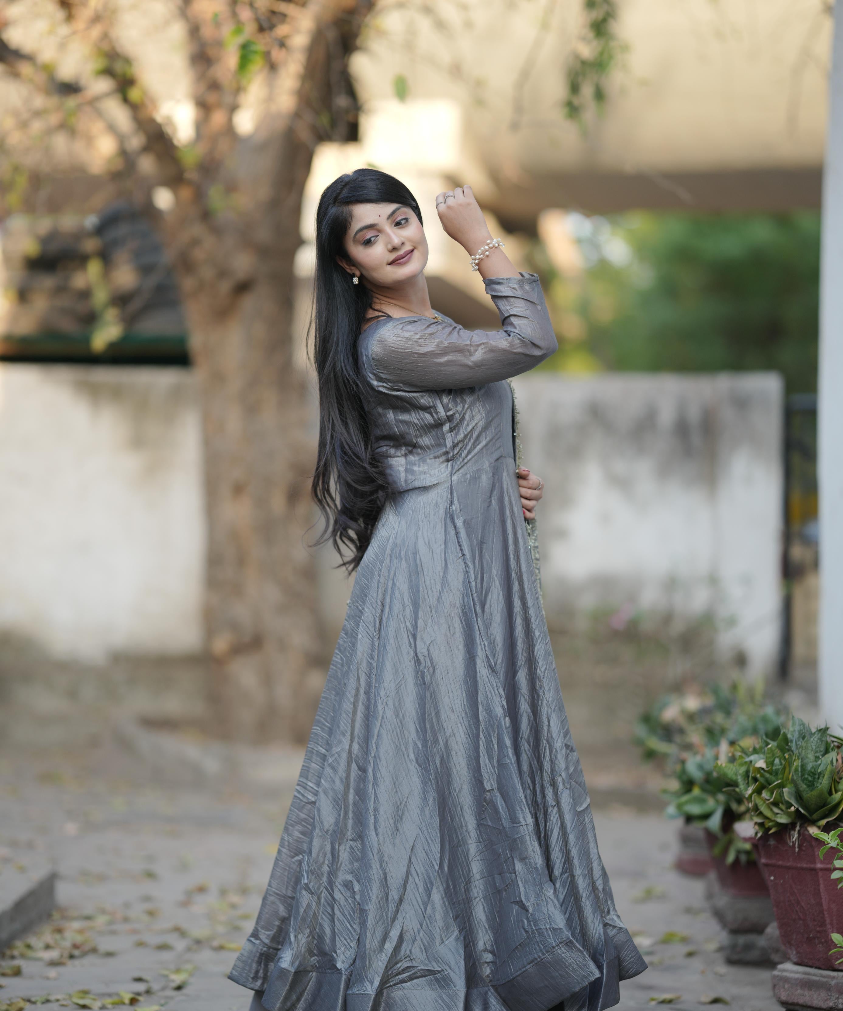 Silver Crush Anarkali Gown