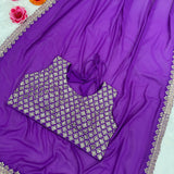 Purple Faux Georgette Saree