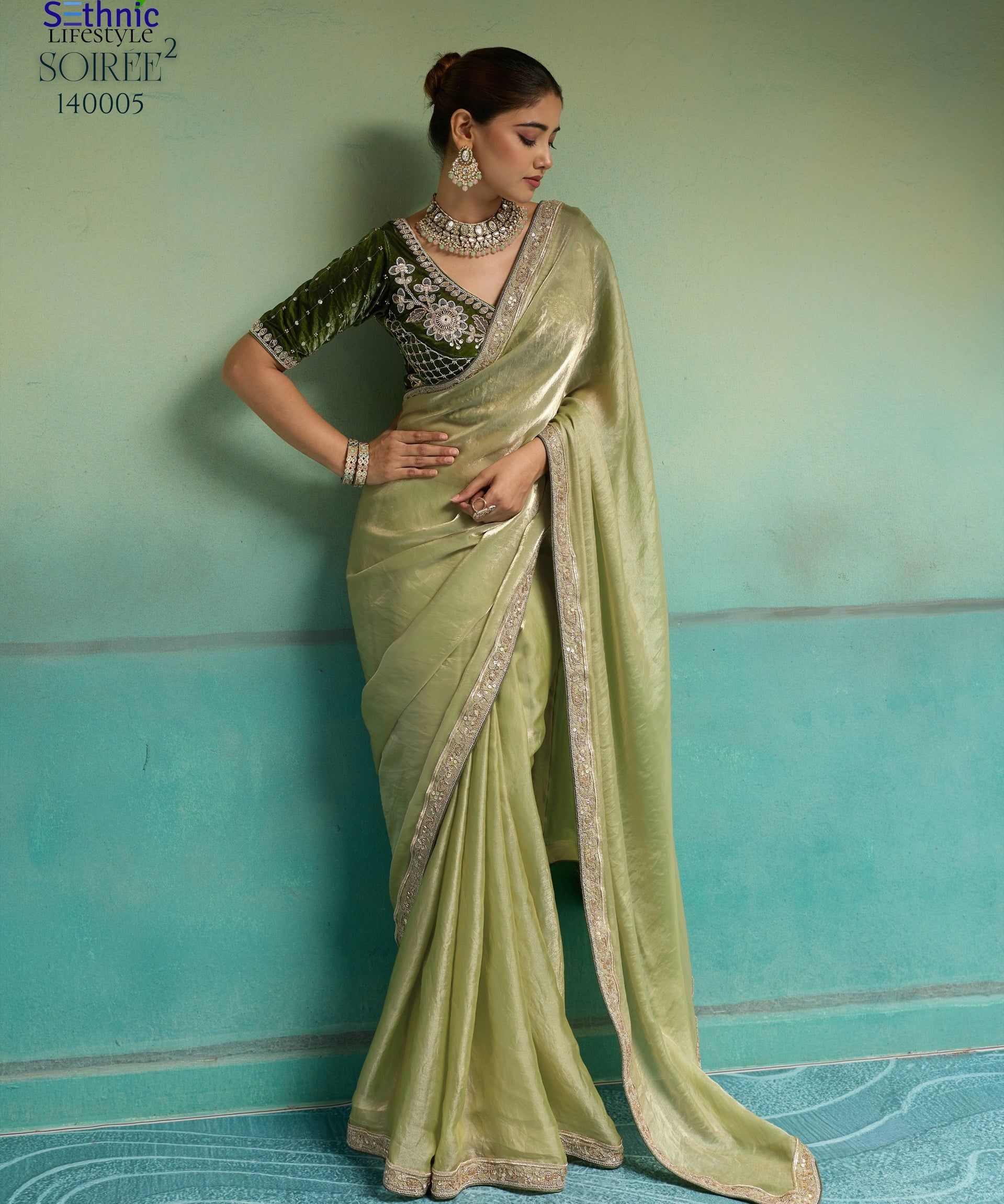 Soiree Silky Velvet Satin Saree
