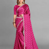 Women Bandhani Satin Saree