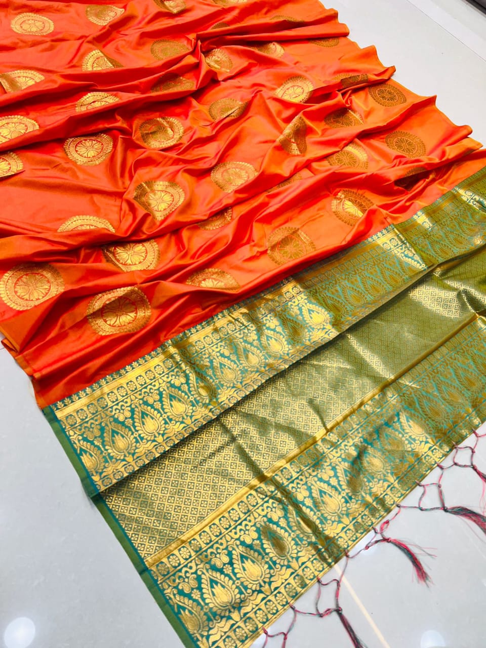 Beautiful Soft Chakrani Silk sareeGolden