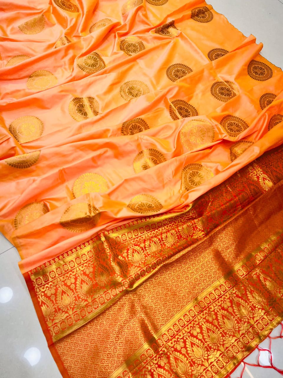 Beautiful Soft Chakrani Silk sareeGolden