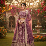 Rosy Brown Jacquard Lehenga
