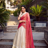 Elegant Golden Zari Weaving Lehenga