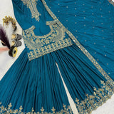 Designer Natural Crep Embroidered Suit