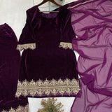 VELVET DESIGNER WEAR KURTA PLAZZO