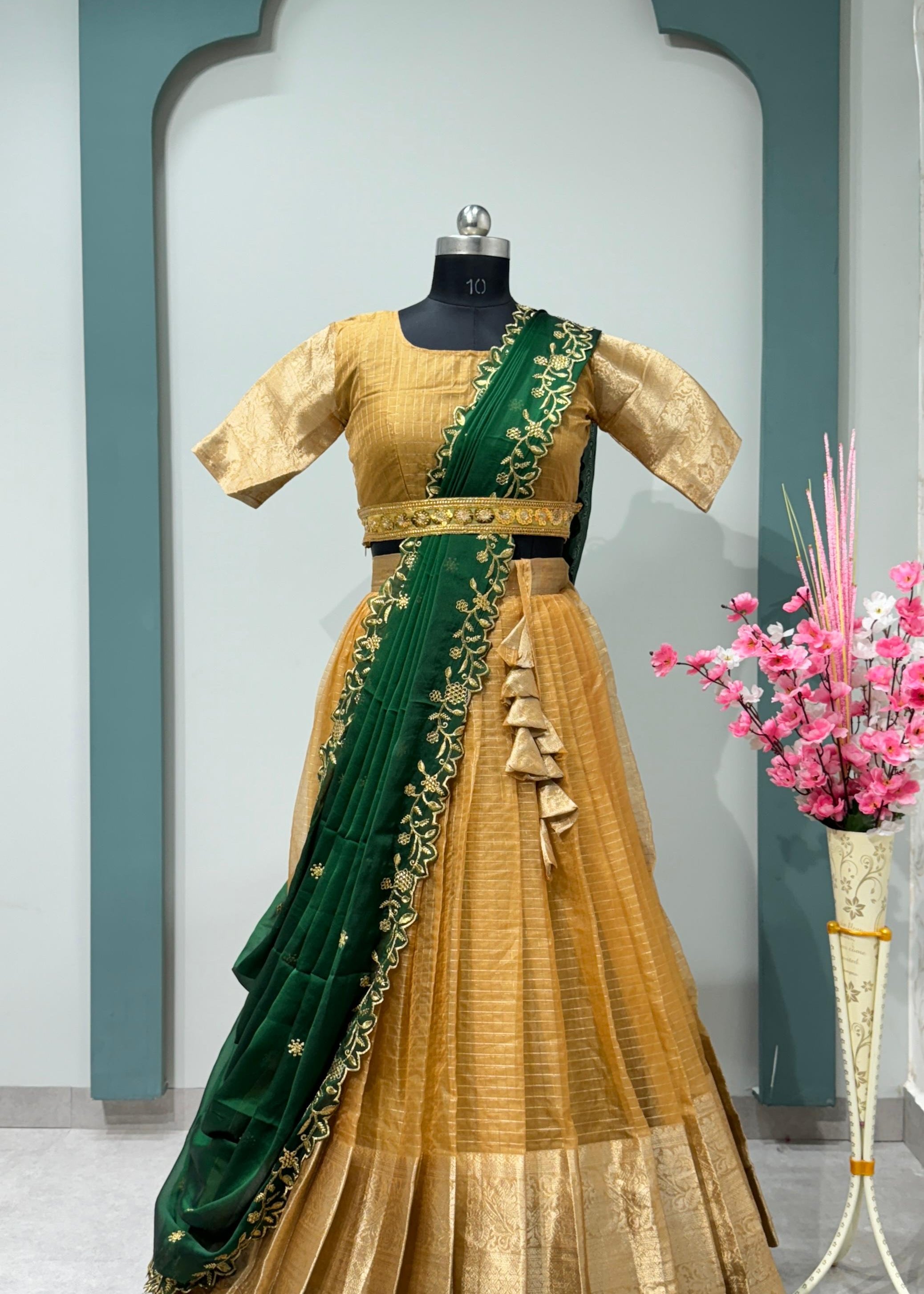 Traditional Organza Silk Pattu Silk Lehenga