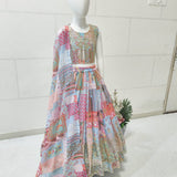 KIDS Beautiful Prented -Work  Stitched Lahenga