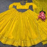 Attractive Yellow Embroidered Lehenga