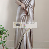 Beautifull Satin Saree With Lace Border