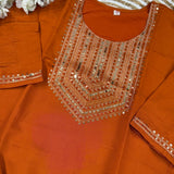 Orange Chanderi Silk Kurti Bottom