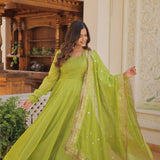 Attractive Russian Silk Anarkali Gown