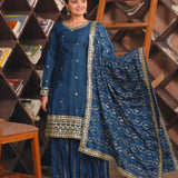 Presenting  New Designer Embroidered Chinon Sharara Suit