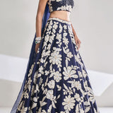 Dark Blue Kasturi Silk Lehenga