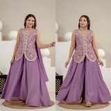 Purple Designer Roman Silk Suit