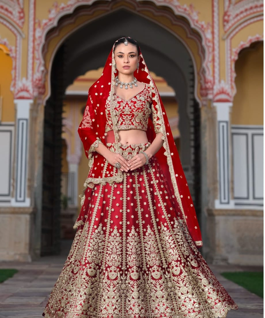 Bridal Butterfly Net Heavy Lehenga