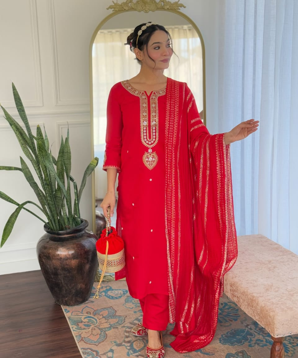Viscose Chanderi Straight Suit