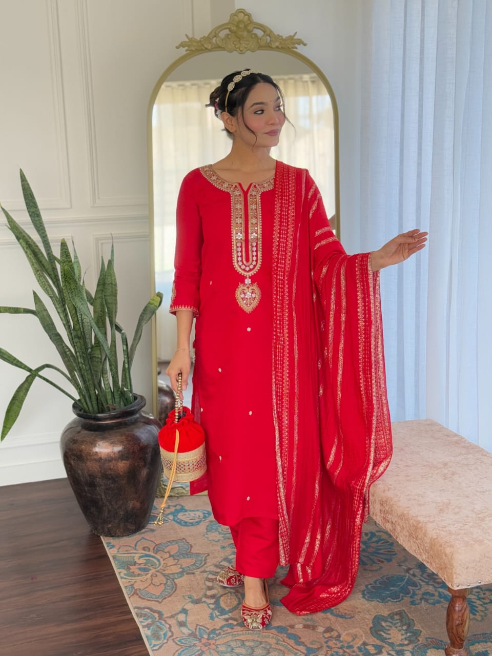 Viscose Chanderi Straight Suit