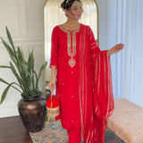 Viscose Chanderi Straight Suit