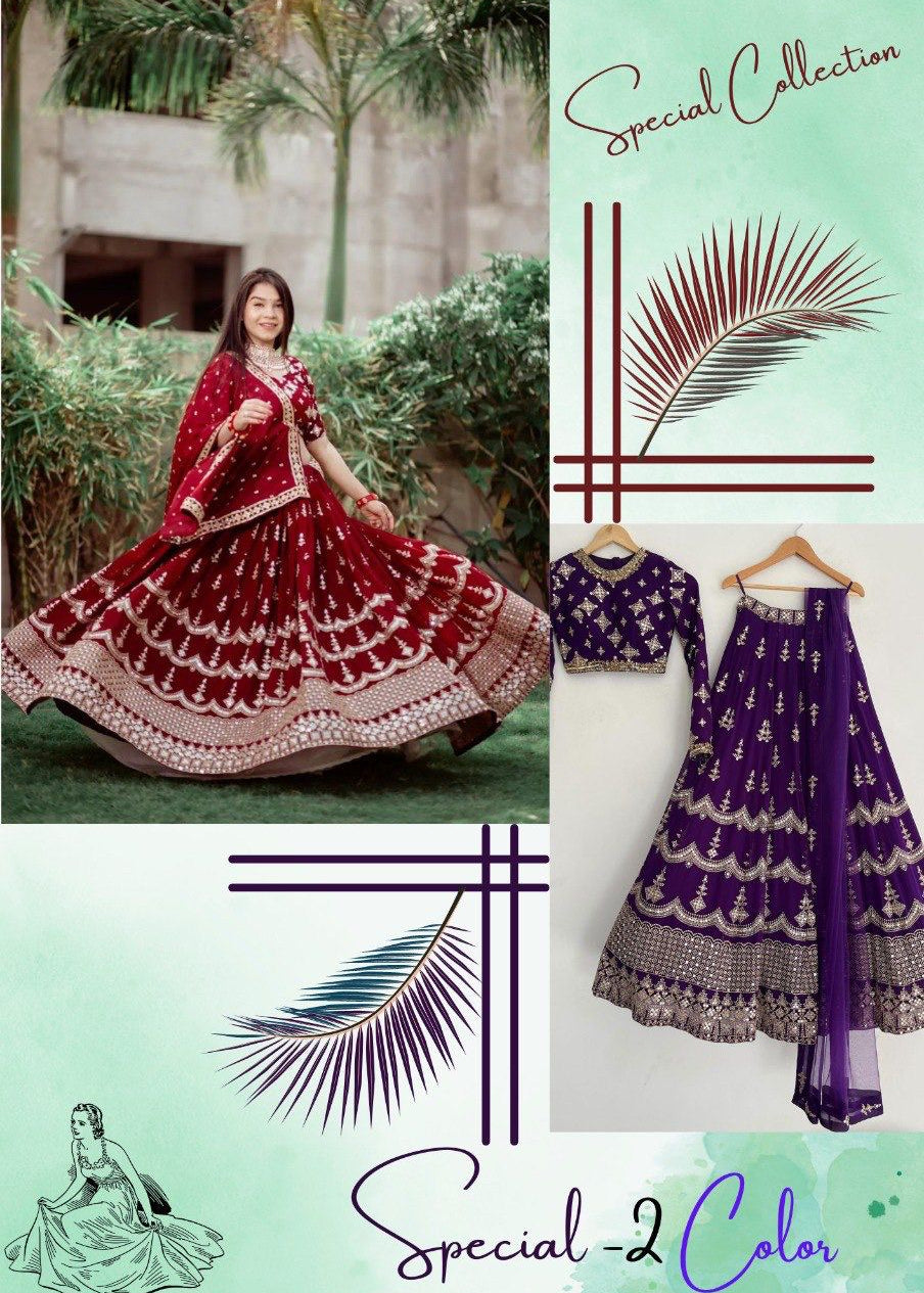 Attractive Party Wear Embroidered Georgette Lehenga choli