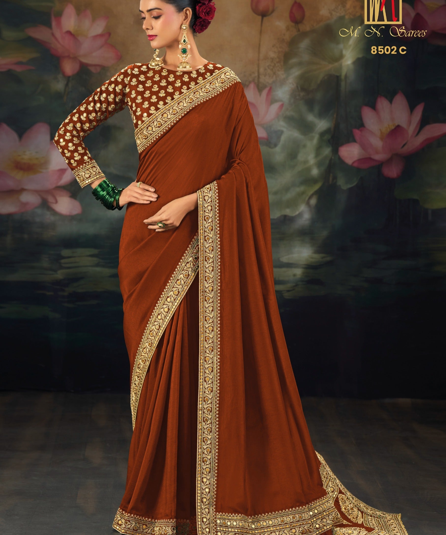 Elegance Wedding Embroidered Silk Saree