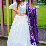 Elegant White Cotton lehenga Choli