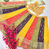 Beautufull Colored Georgette Silk Lehenga