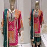 Đěsigner Party Wear Look Top Plazzo & Dupatta Set