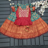 Lichi Silk Zari Weaving Kids Lehenga