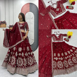 Maroon Bridal Embroidered Lehenga