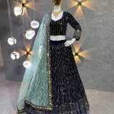 Party Wear viscose Velvet Lehenga choli