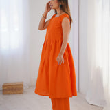 Orange Slub Cottan Suit