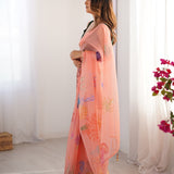 Peach Laxminam Oraganza Saree