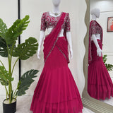 Pink Ready To Wear Lehenga Saree