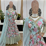 Designer Partywear Flower Printed Gown