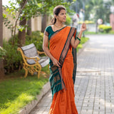 New Design  soft silk  Orange Saree