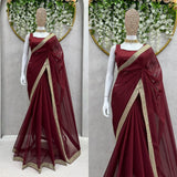 Beautifull Maroon Tibby Silk Saree