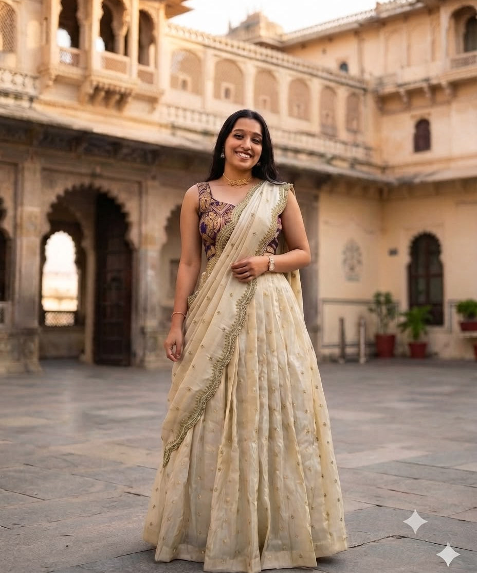 Traditional Viscose Tissue Silk Lehenga