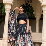 Floral Printed Silk Lehenga Choli