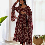 Fancy Floral Print Anarkali Dress