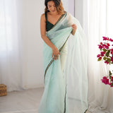 Fancy Sky Twill Net Saree