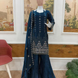 Exclusive Fendy Satin Embroidered Suit