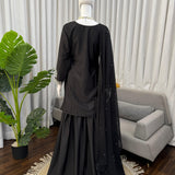 Black Festive Natural Crep Top Plazzo