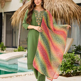 Olive Rayon Straight Kurta Set