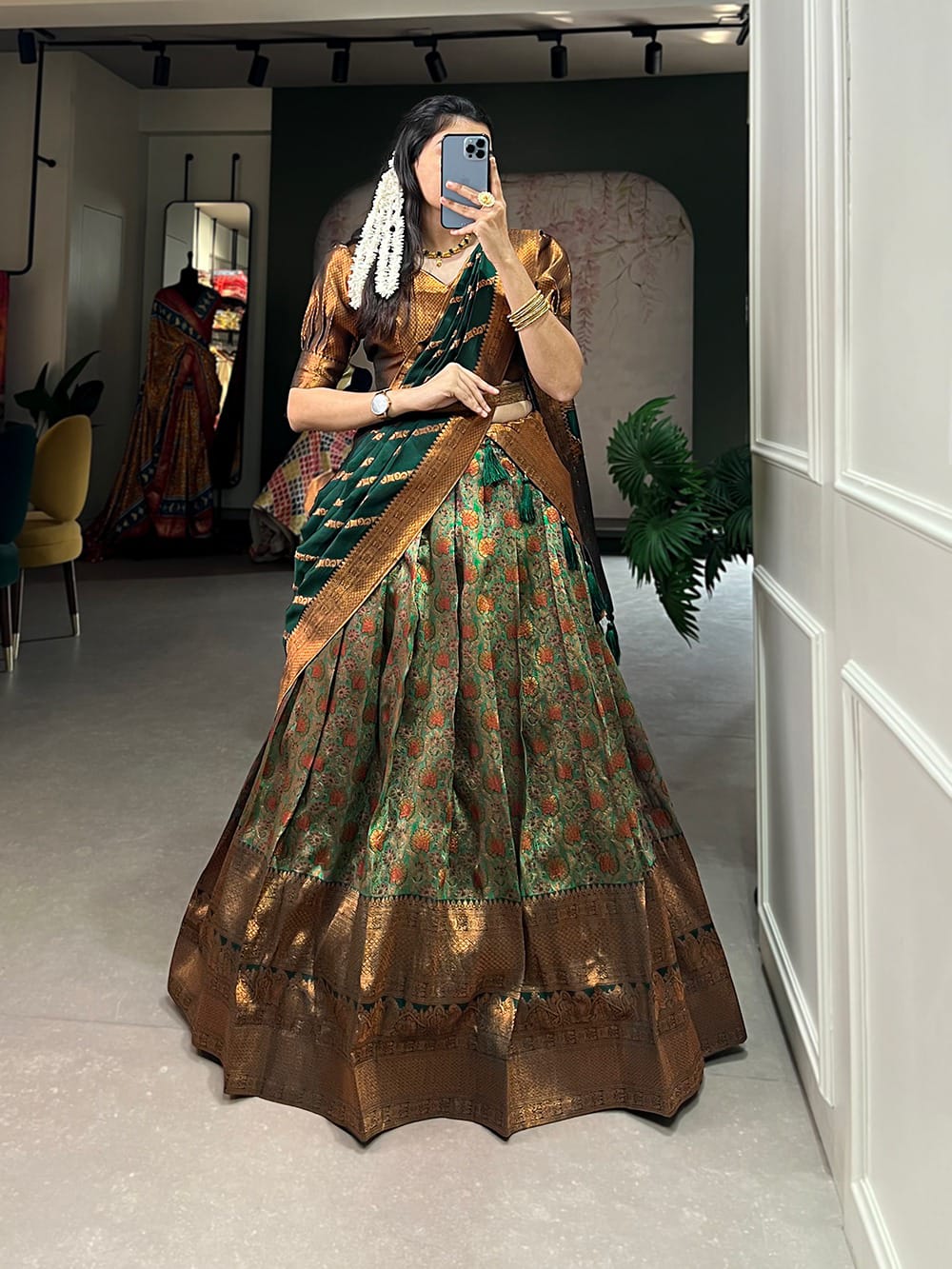 Elegant Jacquard Silk Lehenga