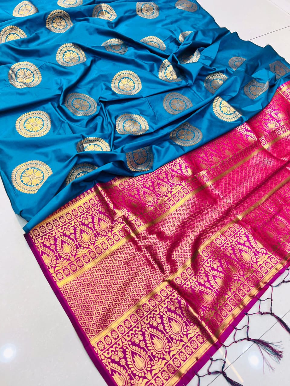 Beautiful Soft Chakrani Silk sareeGolden