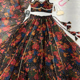 Pure Jimmy Organza Printed Lehenga