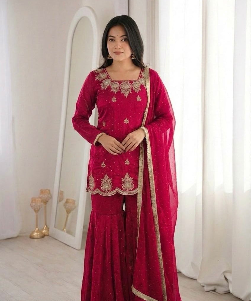 Ethnic Fendy Silk Top Sharara