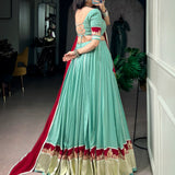 Festive Sea Green Rayon Lehenga